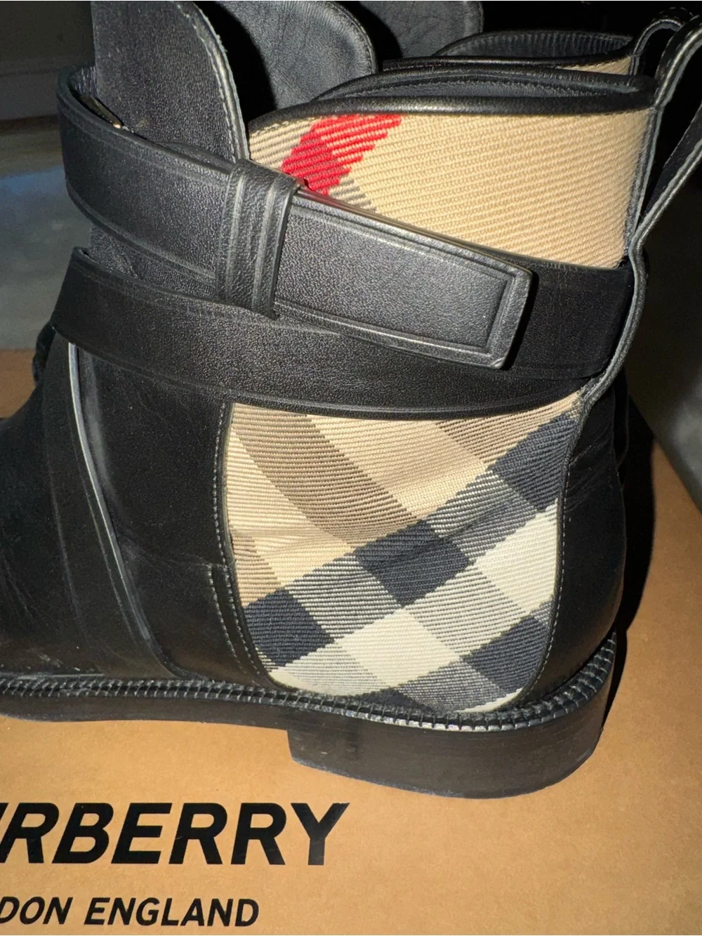Burberry Pryle House Check and Leather Ankle Boots
